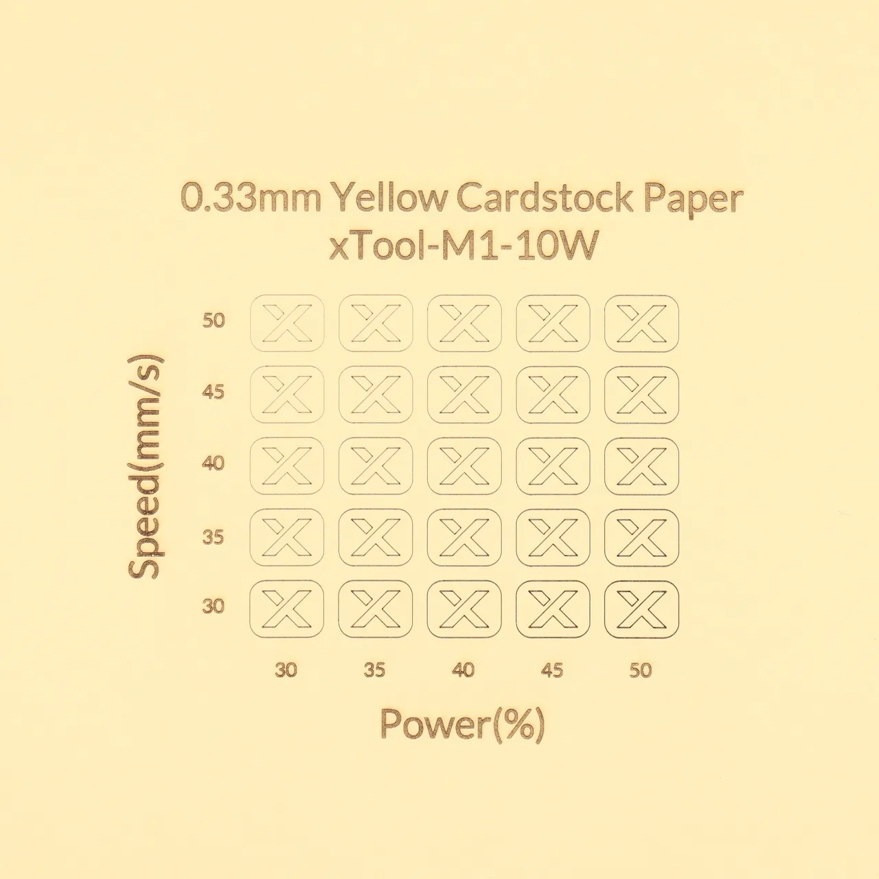 1/77"(0.33mm) Yellow Cardstock Paper test grid