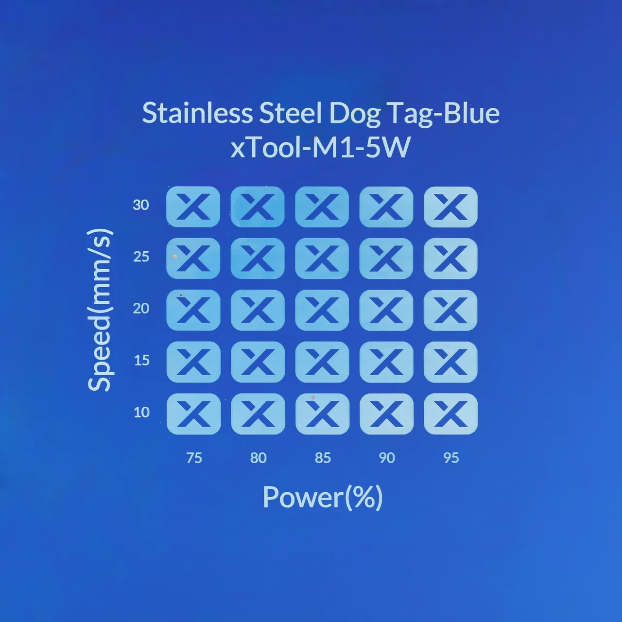 Blue Stainless Steel Bone Dog Tag test grid