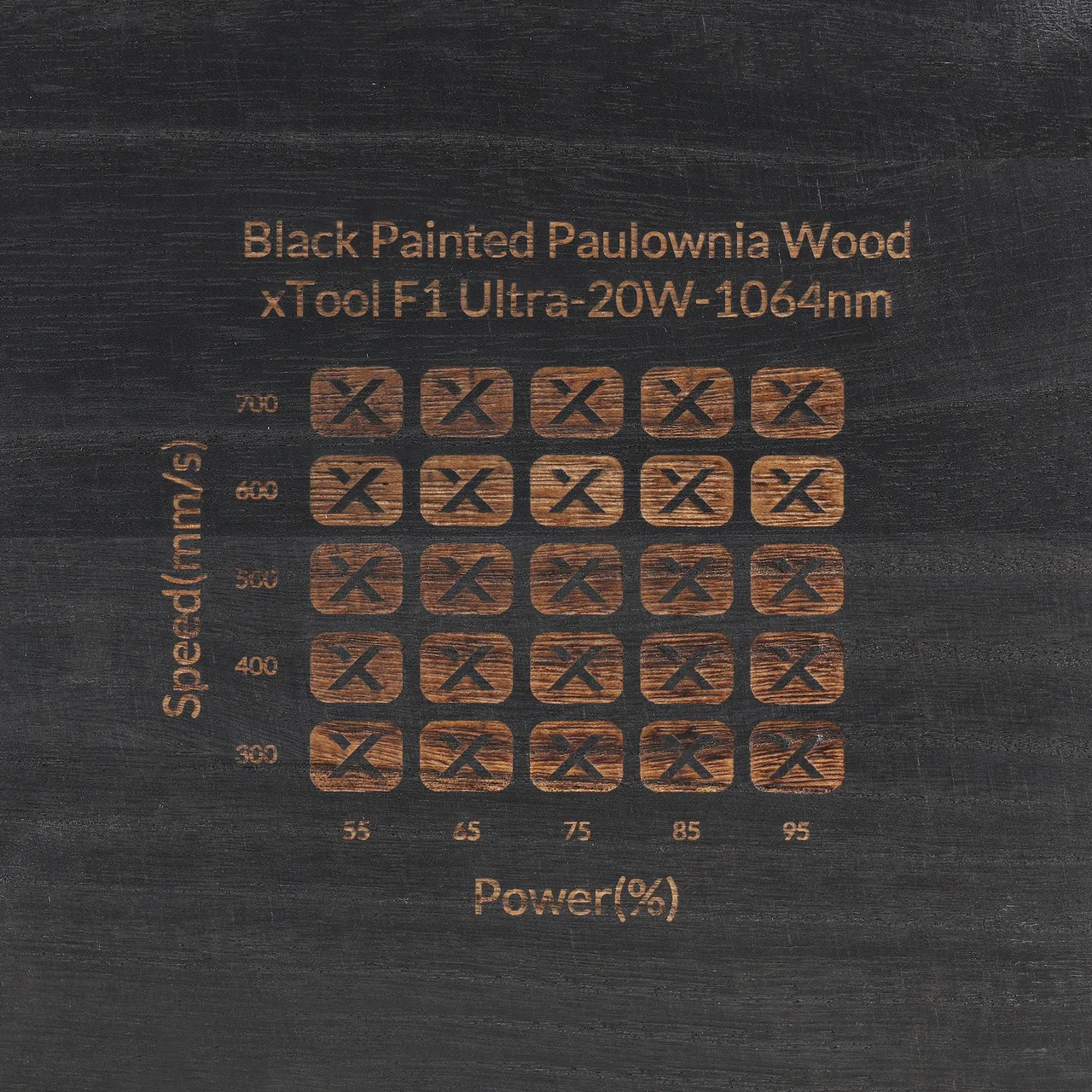 Black Painted Paulownia Wood test grid
