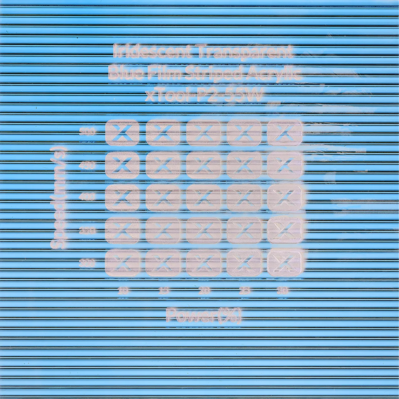 1/8"(3mm) Iridescent Blue Film Transparent Striped Acrylic test grid