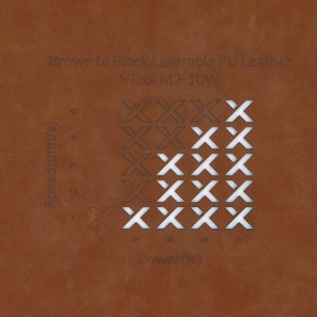 Brown to Black Laserable PU Leather Magnetic Bookmark test grid