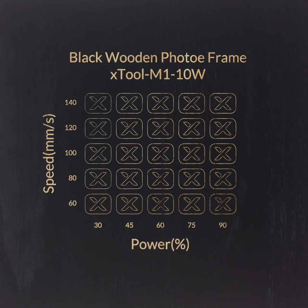 Black Painted Pine Wood test grid