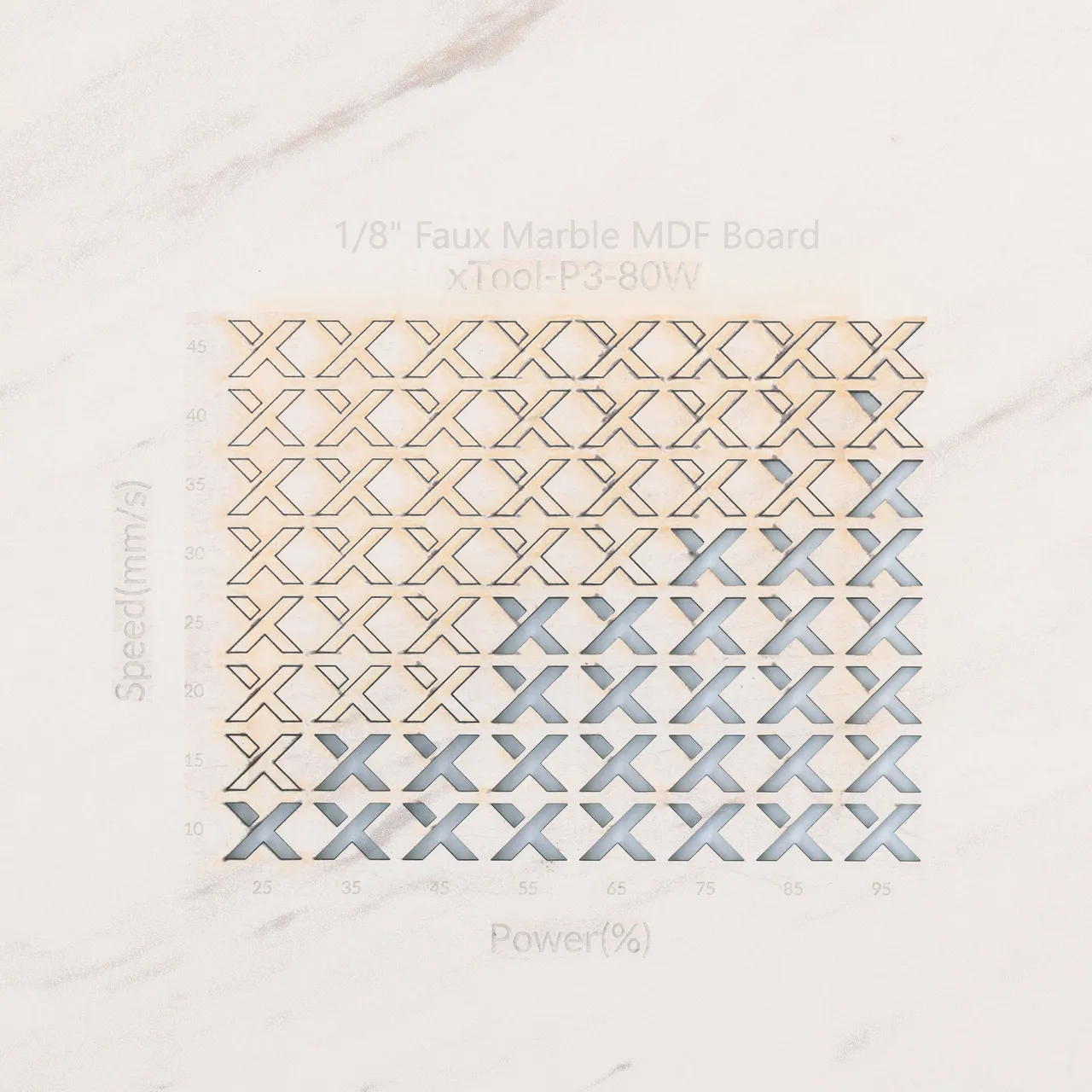 1/8"(3mm) Faux Marble MDF Board test grid