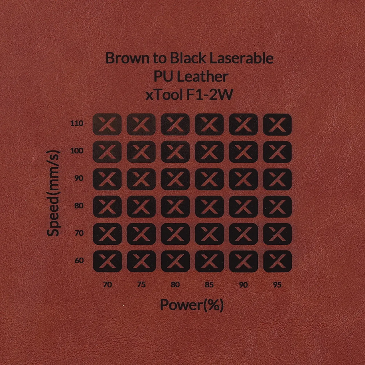 Brown to Black Laserable PU Leather Magnetic Bookmark test grid