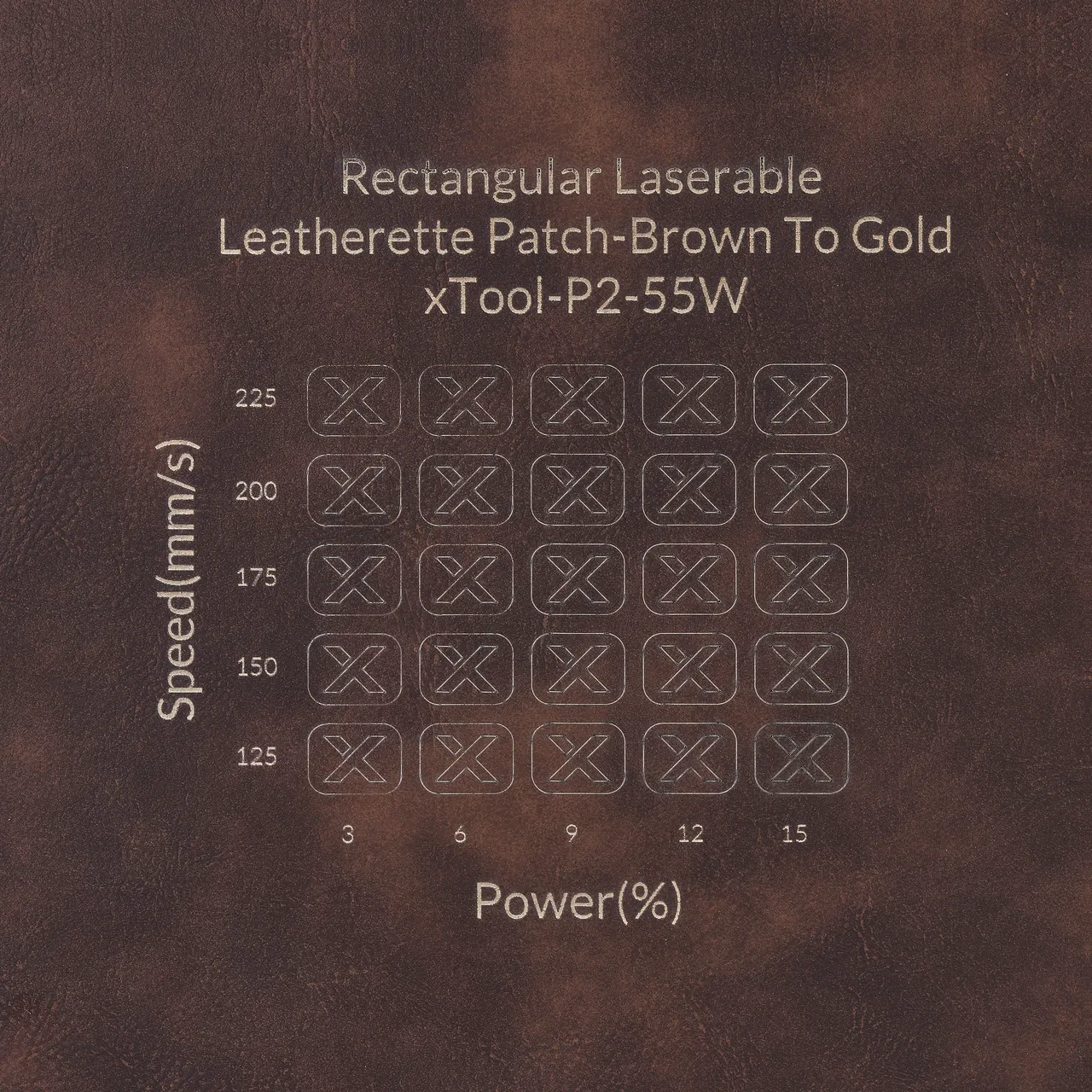 Brown to Gold Laserable PU Notebook test grid
