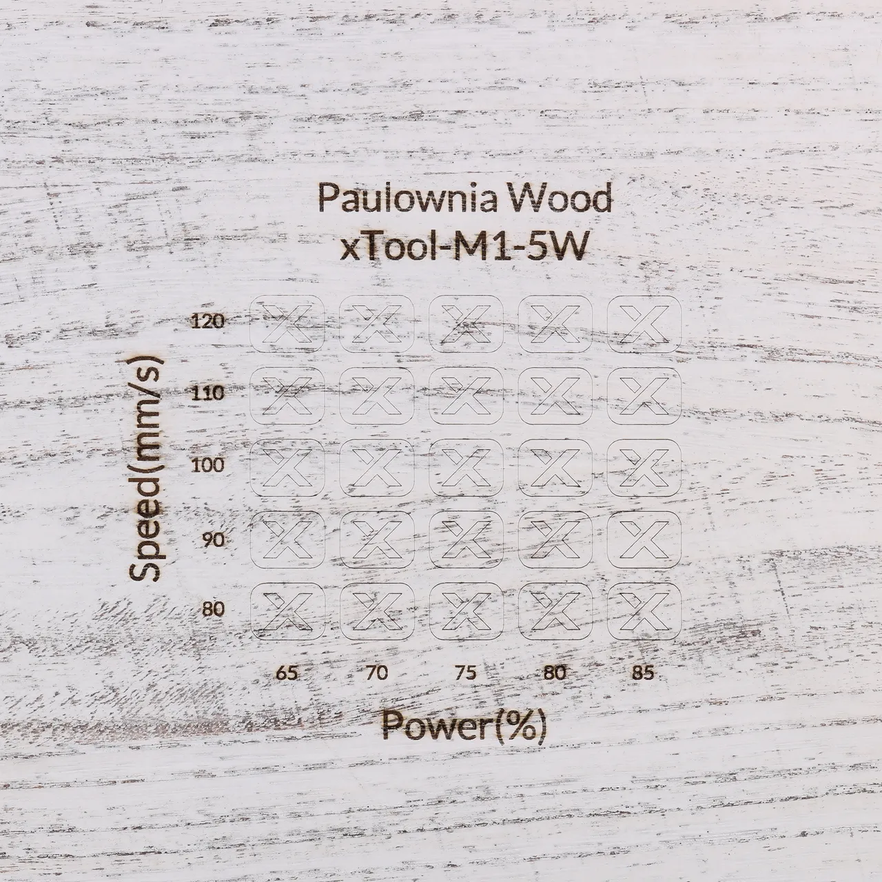 Distressed White Painted Paulownia Wood test grid