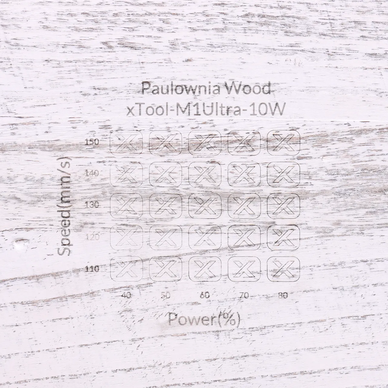 Distressed White Painted Paulownia Wood test grid
