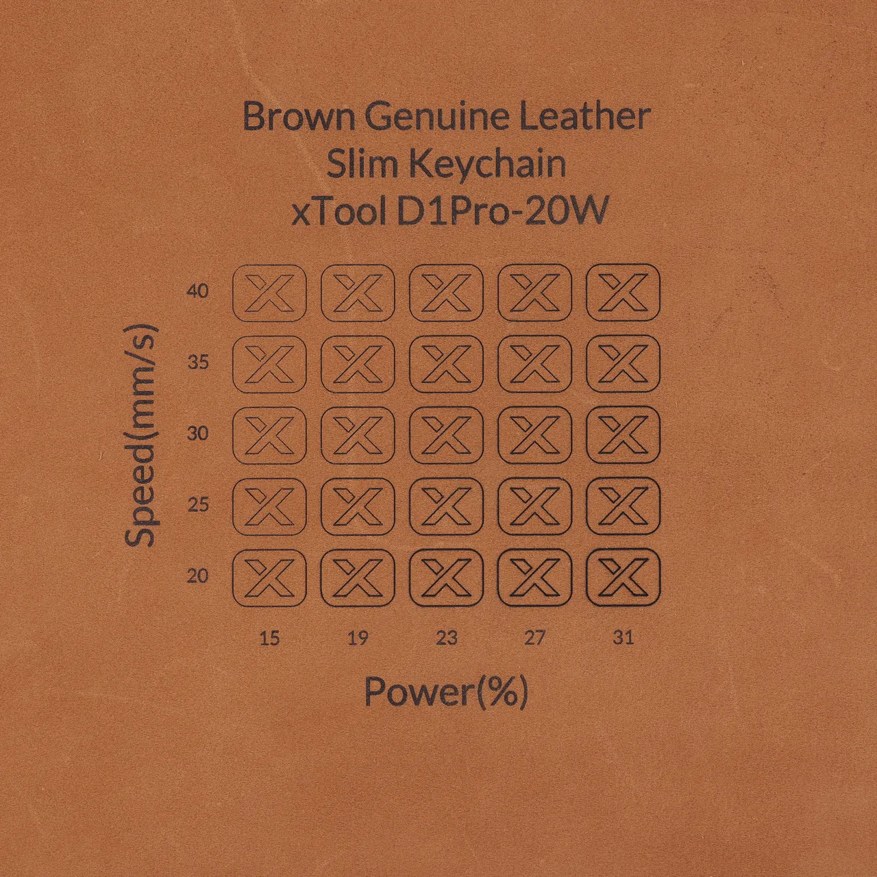 Brown Genuine Leather Slim Keychain test grid