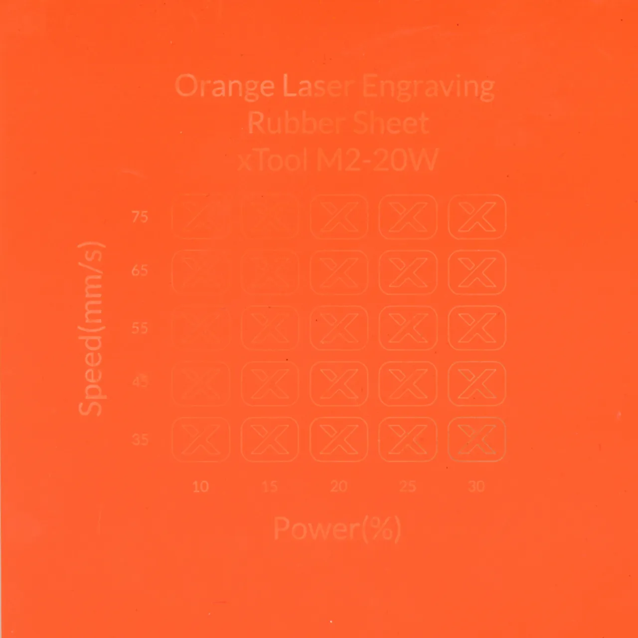 Orange Laser Engraving Rubber Sheet test grid