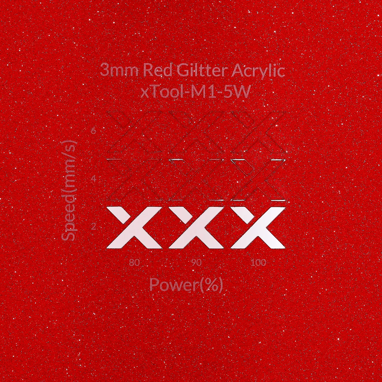 1/8"(3mm) Red Glitter Translucent Acrylic test grid