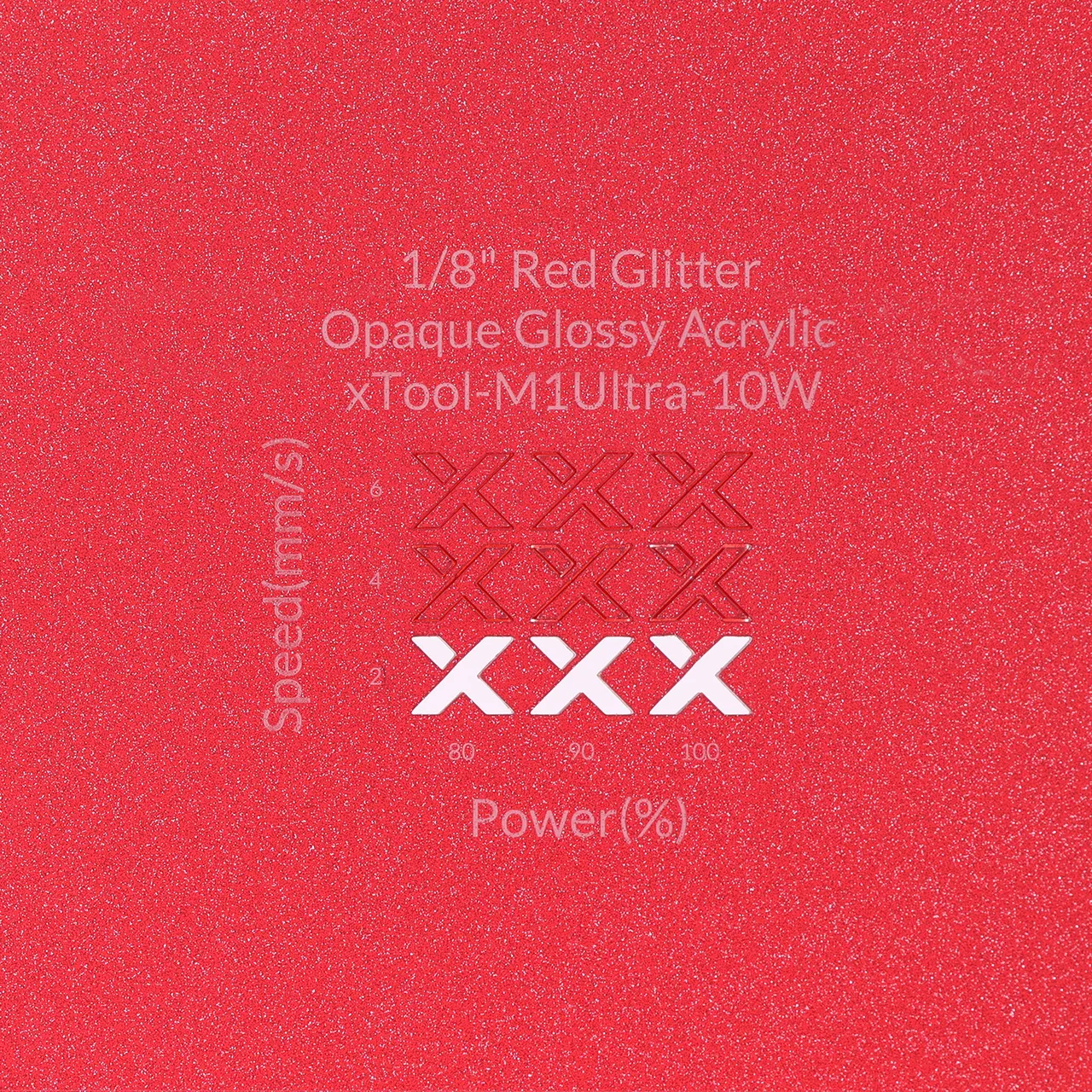 1/8"(3mm) Red Glitter Translucent Acrylic test grid