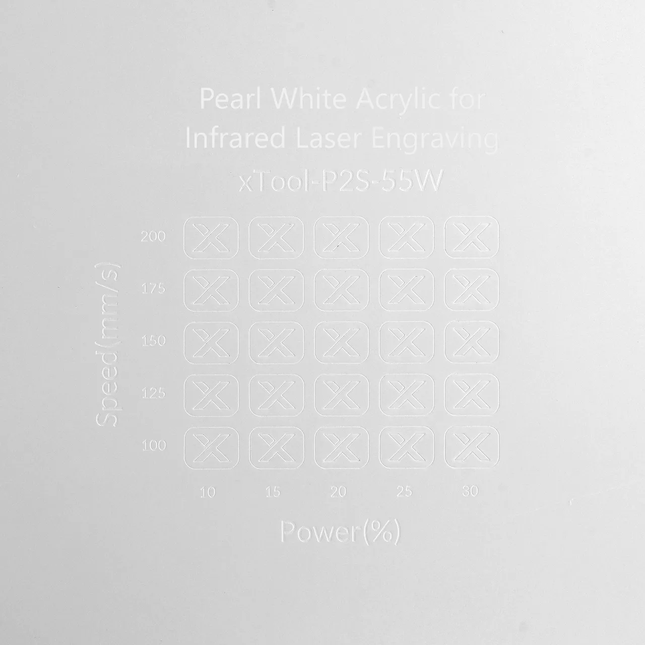 1/8"(3mm) Pearl White Acrylic for Infrared Laser Engraving test grid