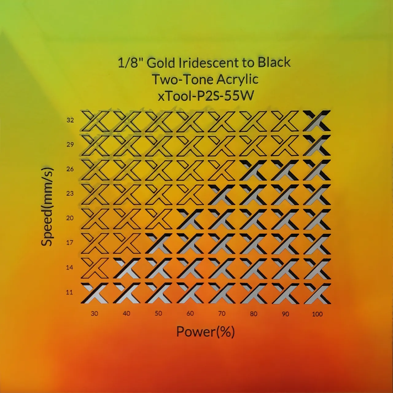 1/8"(3mm) Gold Iridescent to Black Two-Tone Acrylic test grid