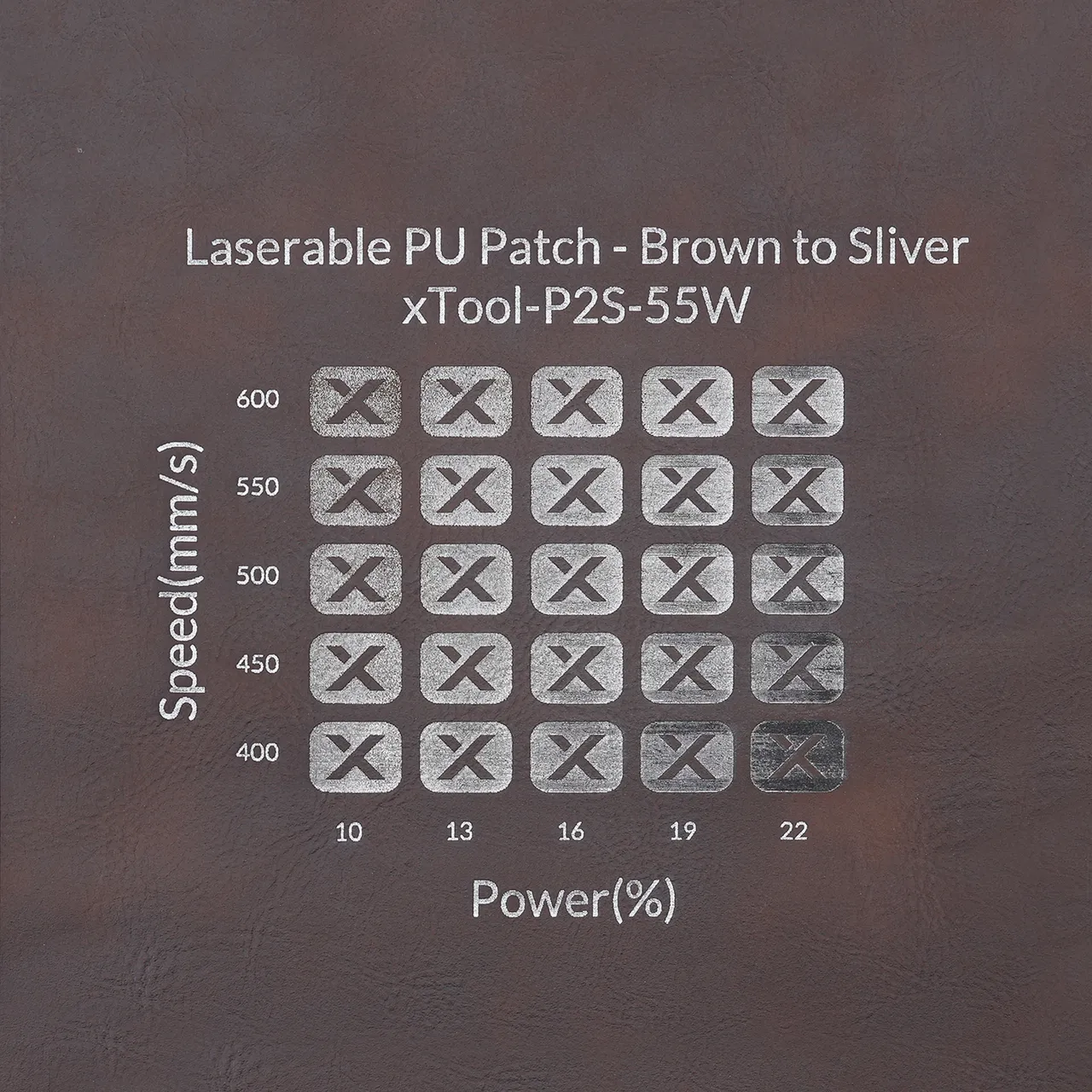 Brown to Silver Laserable PU Notebook test grid