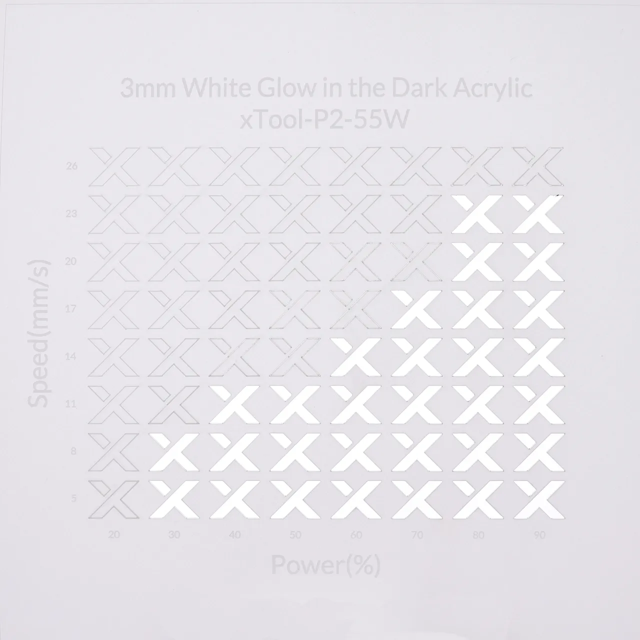 1/8"(3mm) White Glow in the Dark Acrylic test grid