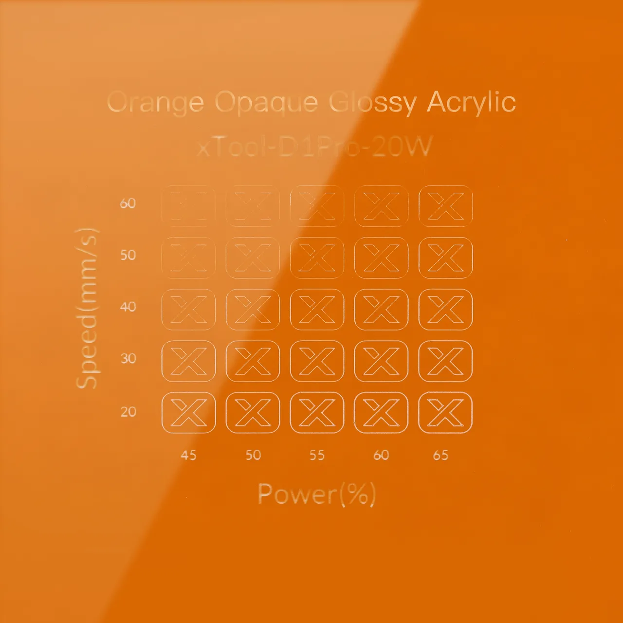 1/8"(3mm) Carrot Orange Acrylic test grid