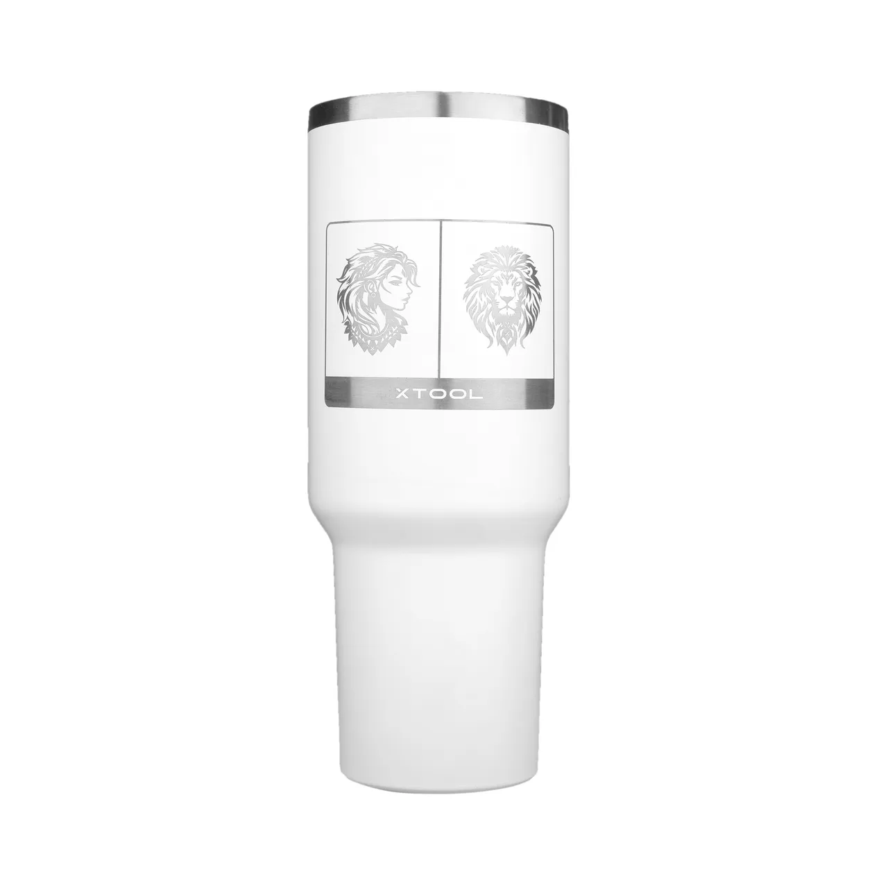 White to Silver Stainless Steel Tumbler with Handle(40oz) test grid