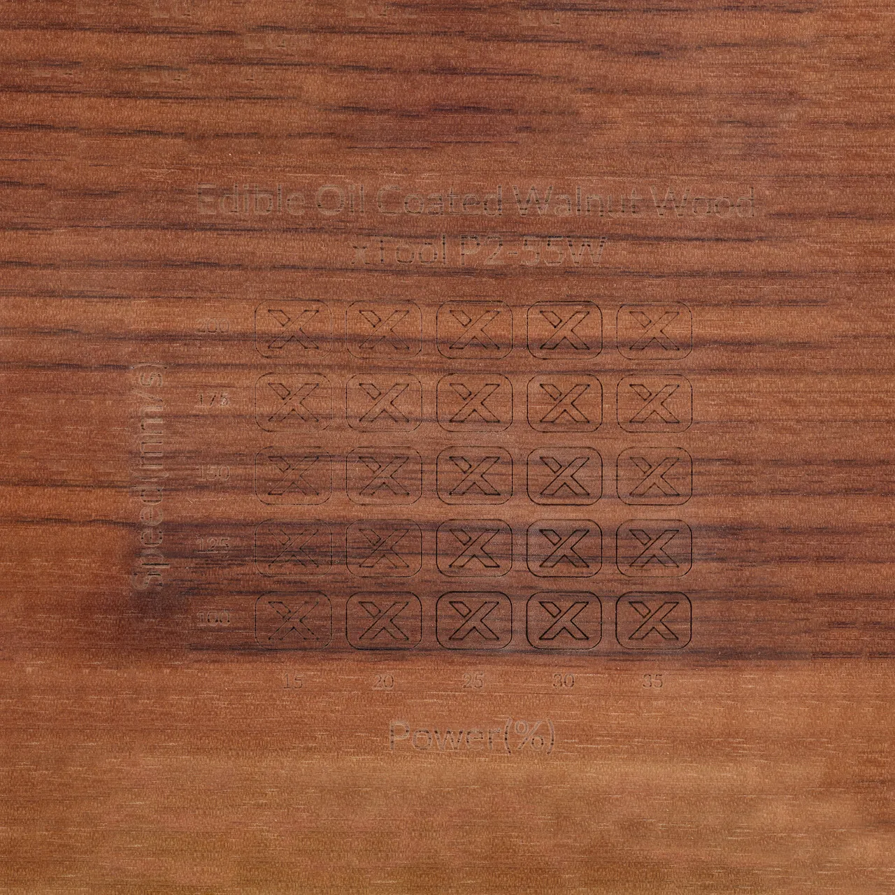Edible Oil Coated Walnut Wood test grid