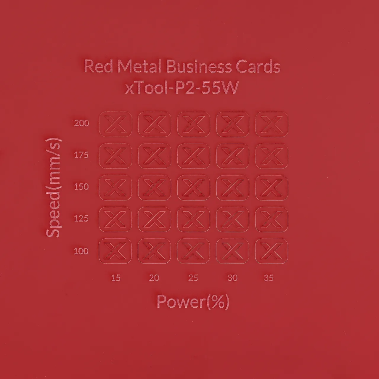 Red Metal Business Card test grid