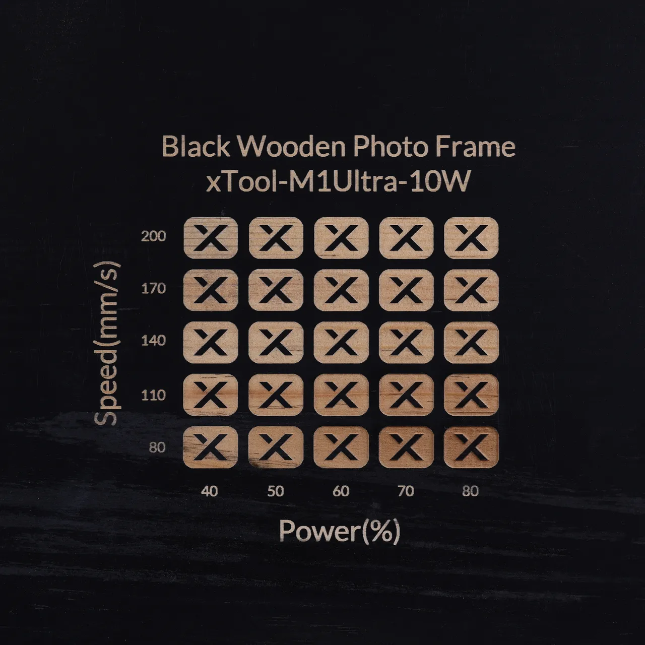 Black Painted Pine Wood test grid