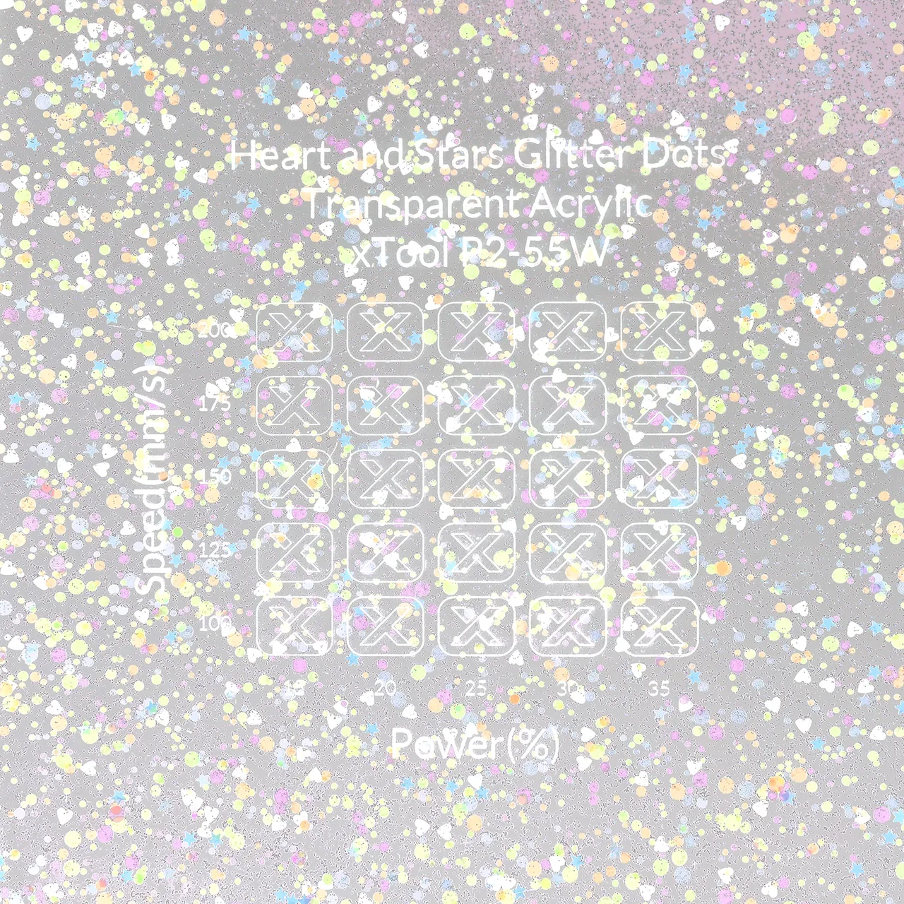 1/8"(3mm) Heart and Stars Glitter Dots Transparent Acrylic