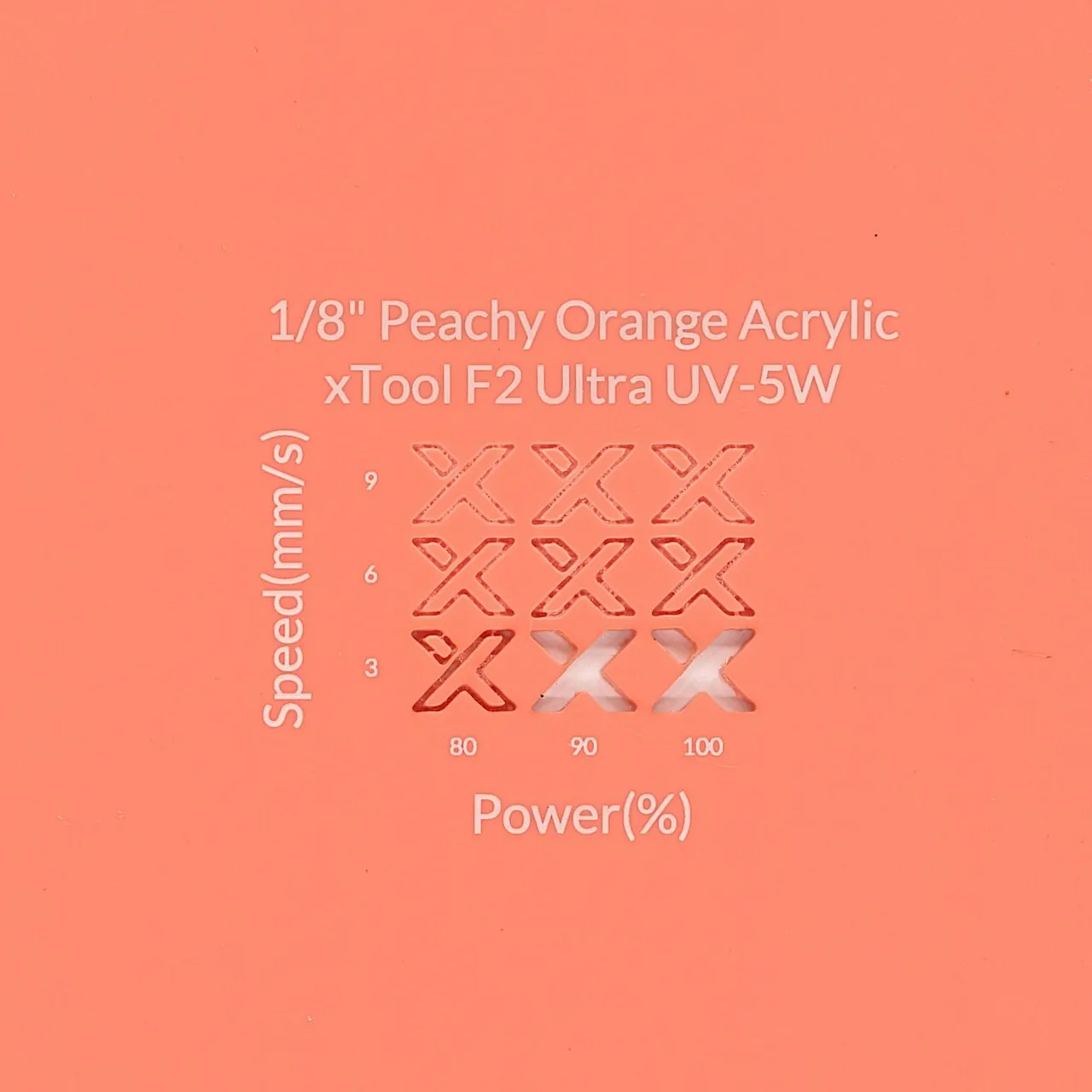 1/8"(3mm) Peachy Orange Acrylic test grid