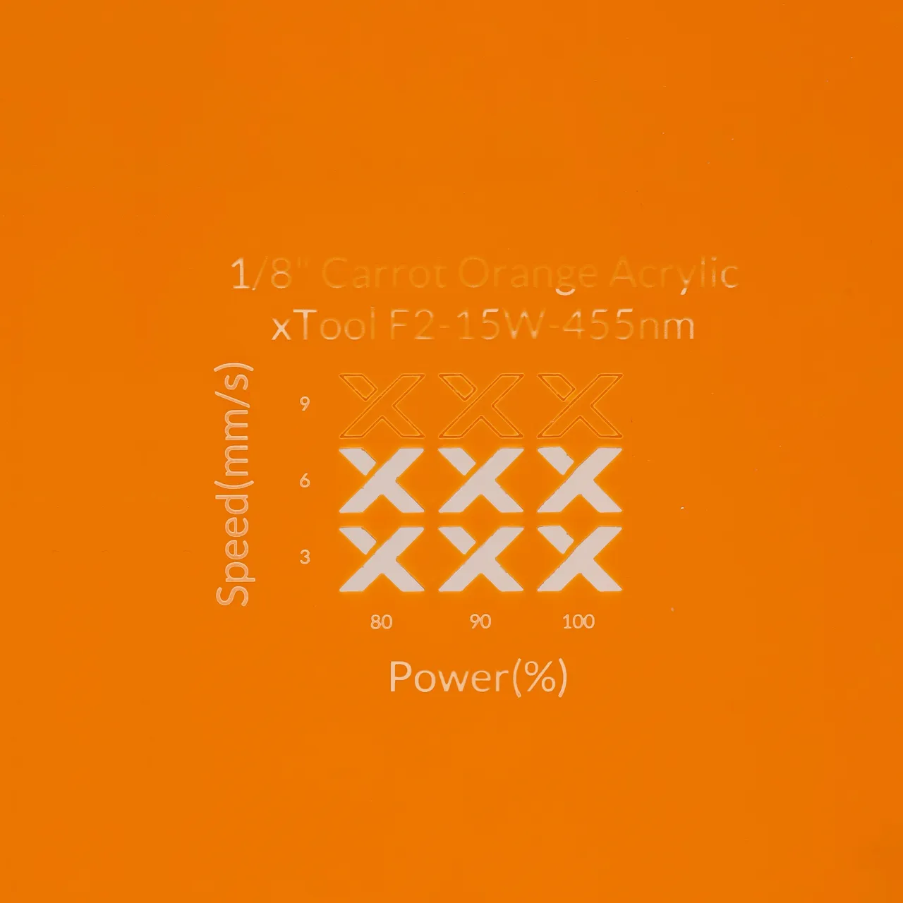1/8"(3mm) Carrot Orange Acrylic test grid