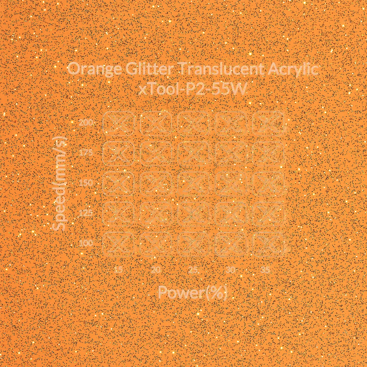 1/8"(3mm) Orange Translucent Glitter Acrylic test grid