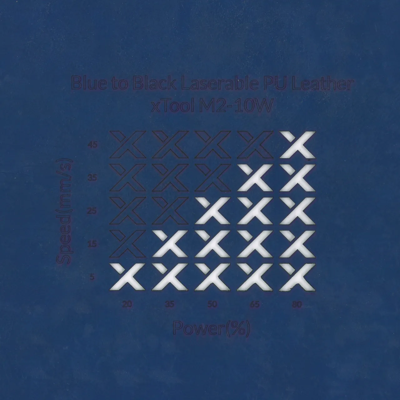 Blue to Black Laserable PU Leather Magnetic Bookmark test grid