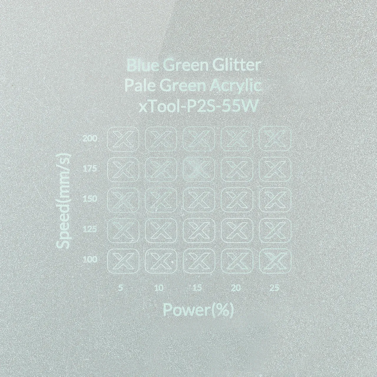 1/8"(3mm) Blue Green Glitter Pale Green Acrylic test grid