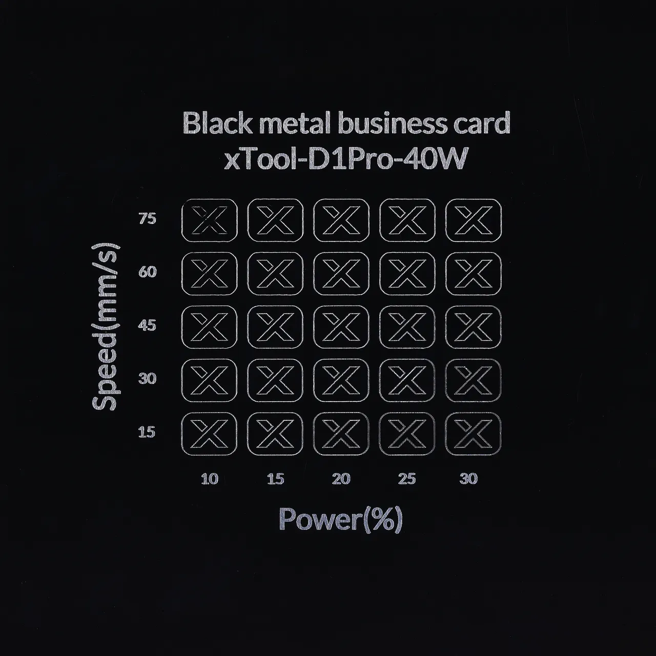 1/64"(0.2mm) Black Metal Business Card test grid