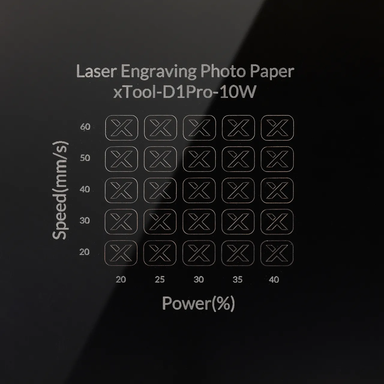 Laser Engraving Photo Paper test grid