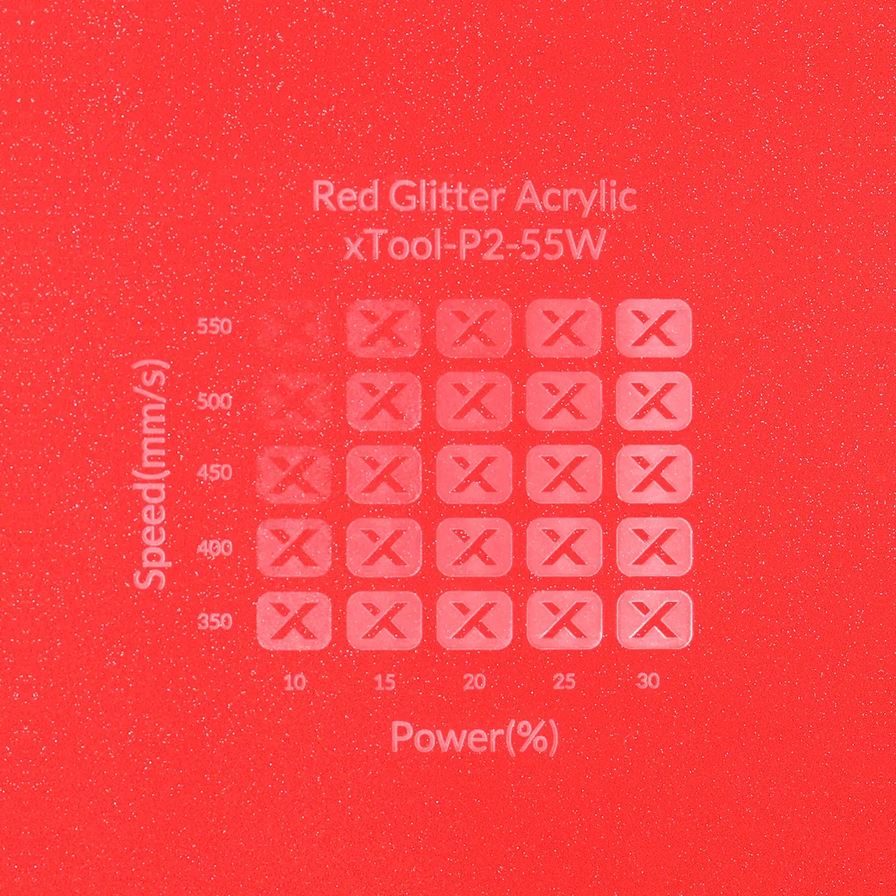 1/8"(3mm) Red Glitter Translucent Acrylic test grid