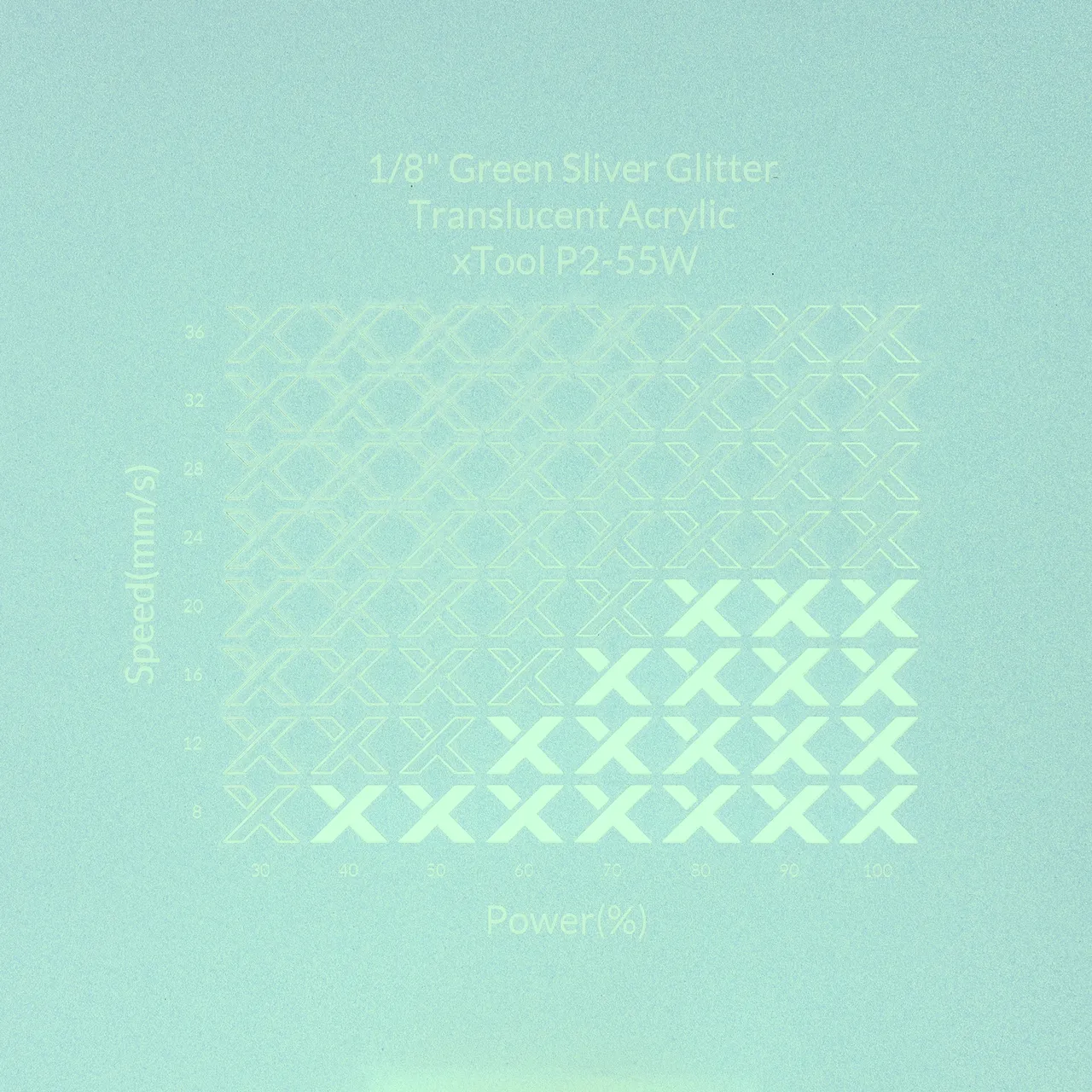 1/8"(3mm) Green Silver Glitter Translucent Acrylic test grid