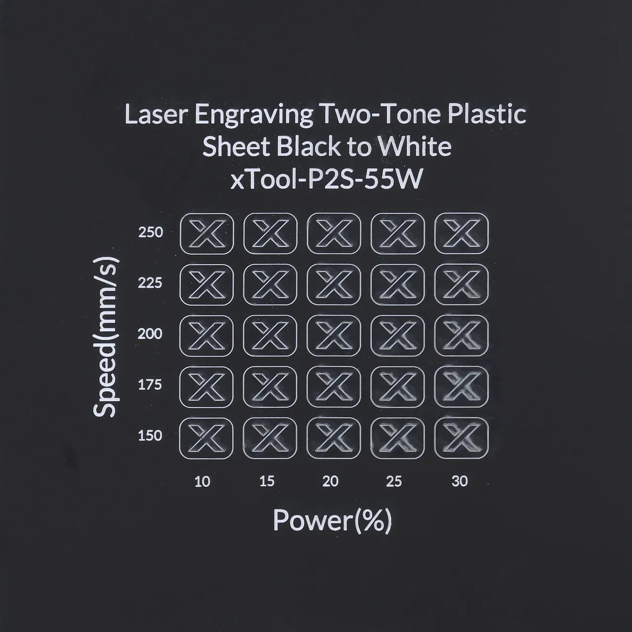1/20"(1.3mm) Black to White Laser Engraving Two-Tone Plastic Sheet test grid