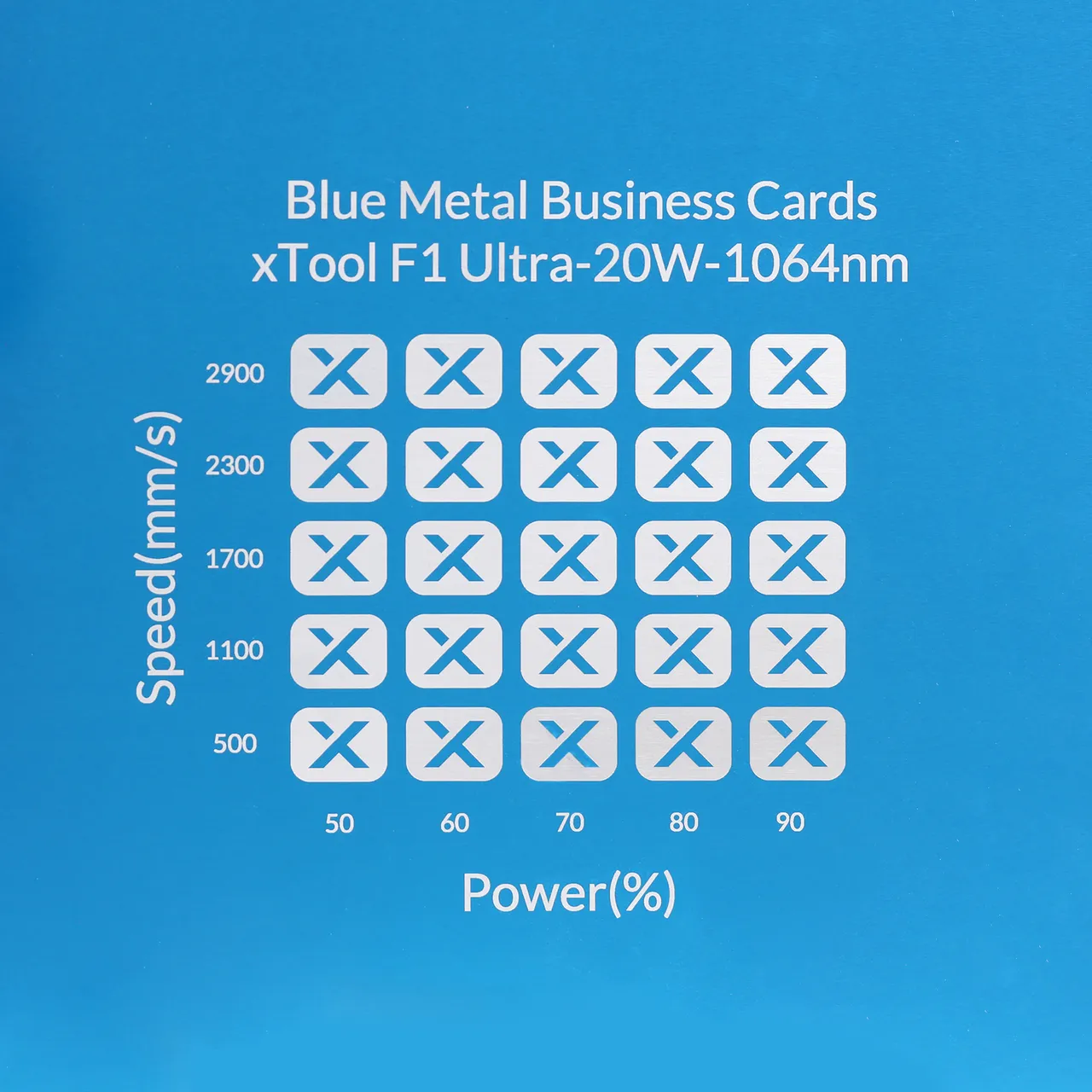 Blue Metal Business Card test grid