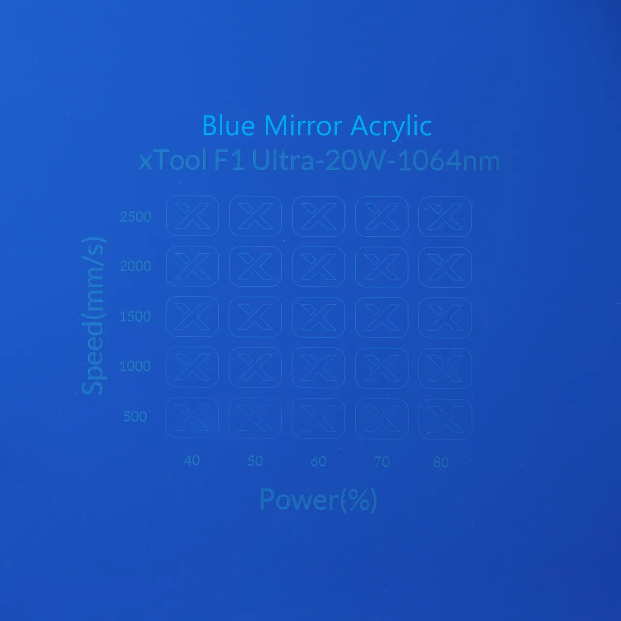 1/8"(3mm) Blue Mirror Acrylic test grid