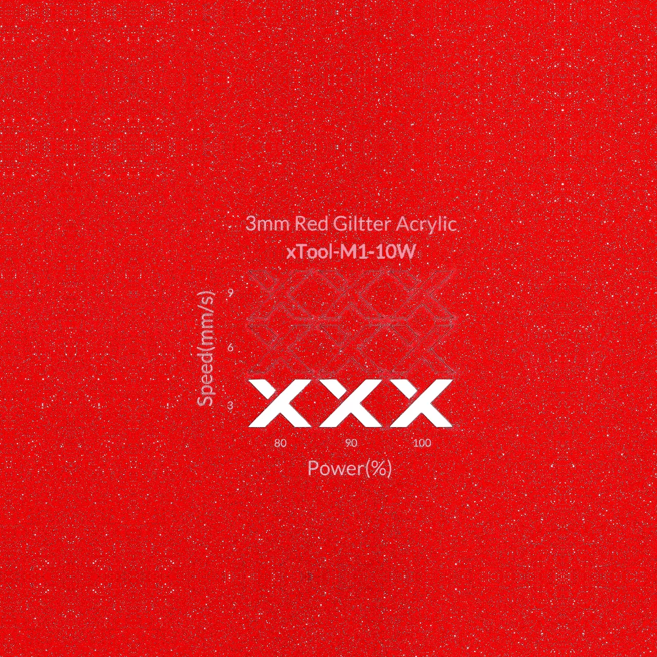 1/8"(3mm) Red Glitter Translucent Acrylic test grid