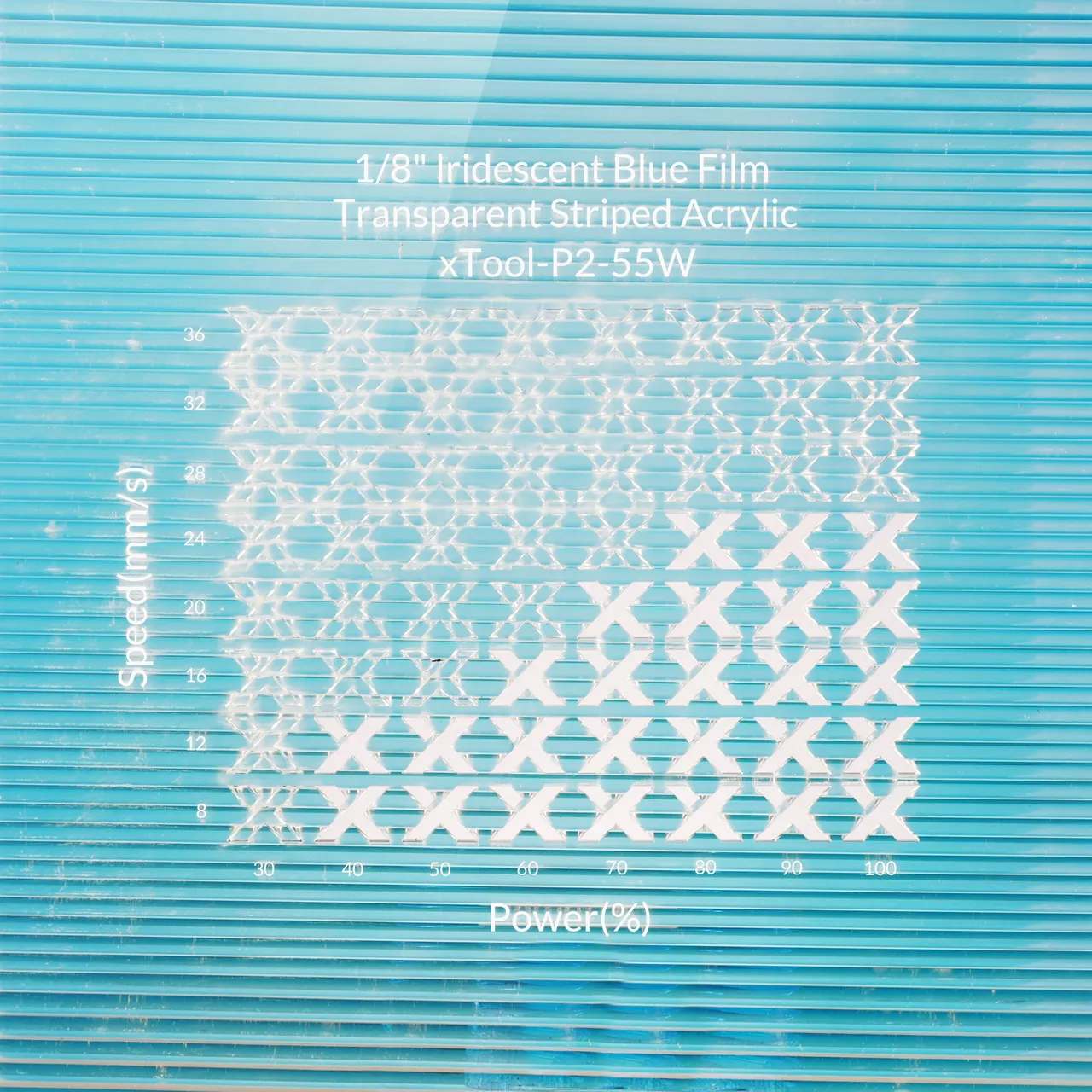 1/8"(3mm) Iridescent Blue Film Transparent Striped Acrylic