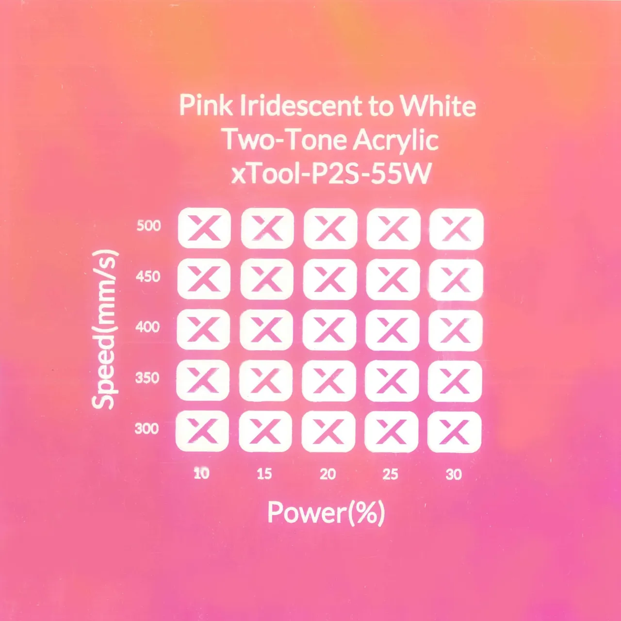 1/8"(3mm) Pink Iridescent to White Two-Tone Acrylic test grid