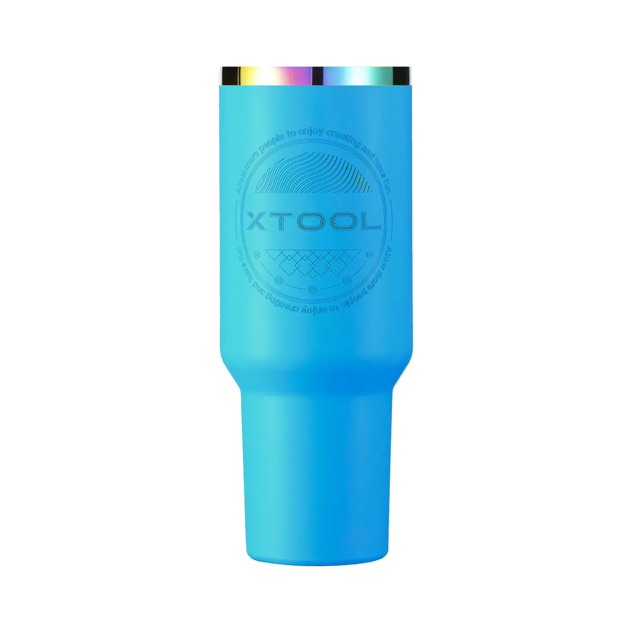 30oz(887ml) Deep Blue to Iridescent Tumbler with Handle and Straw