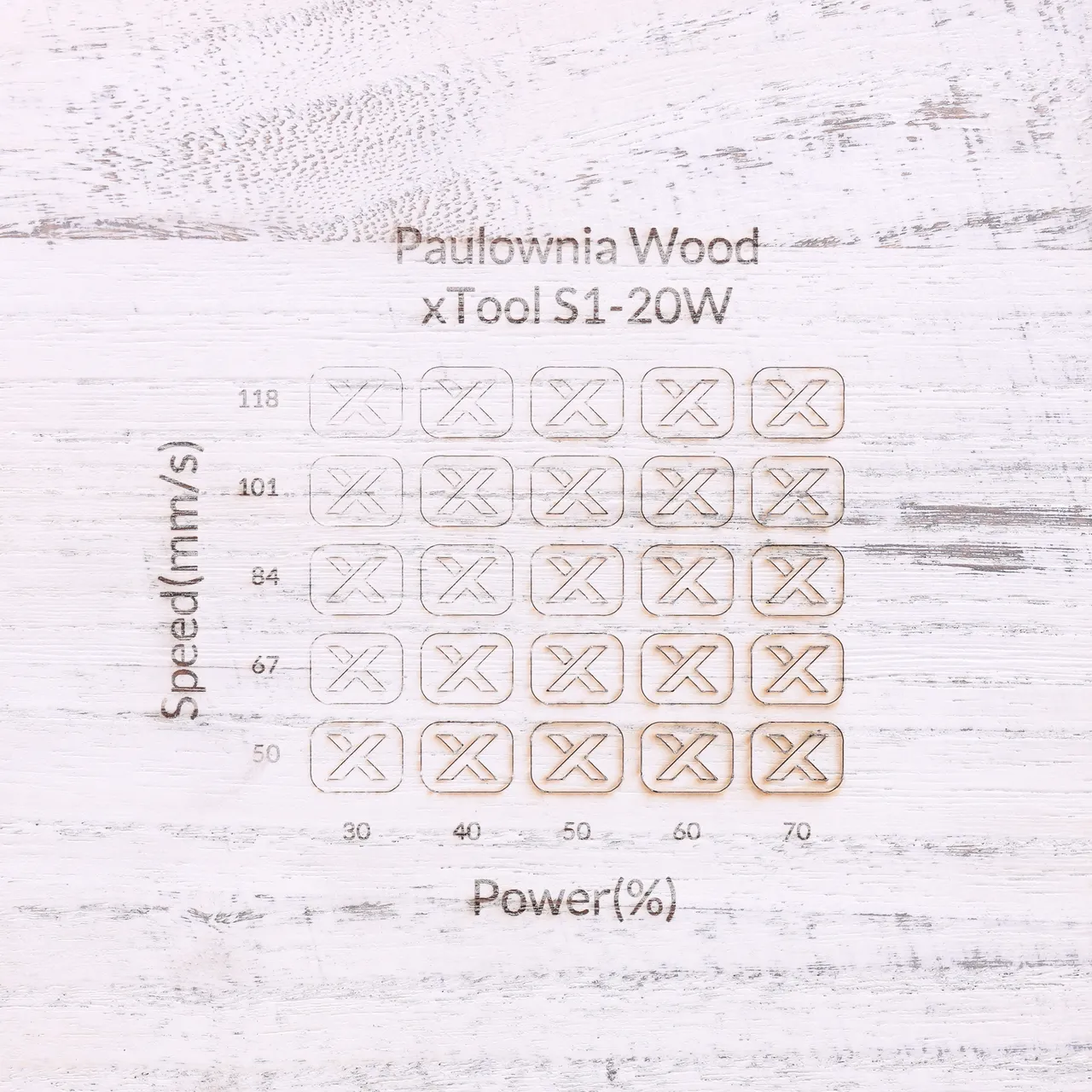 Distressed White Painted Paulownia Wood test grid