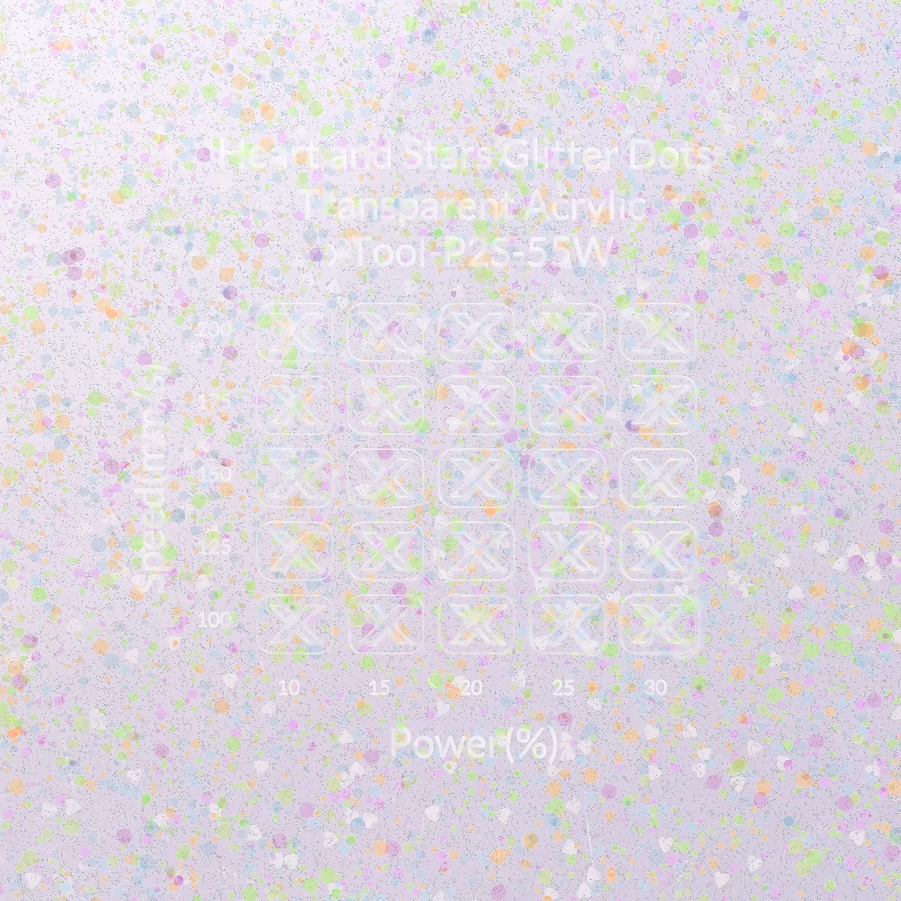 1/8"(3mm) Heart and Stars Glitter Dots Transparent Acrylic test grid
