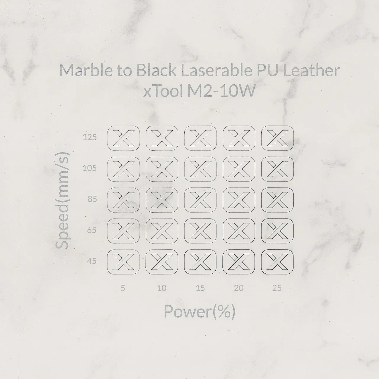 Marble to Black Laserable PU Leather test grid
