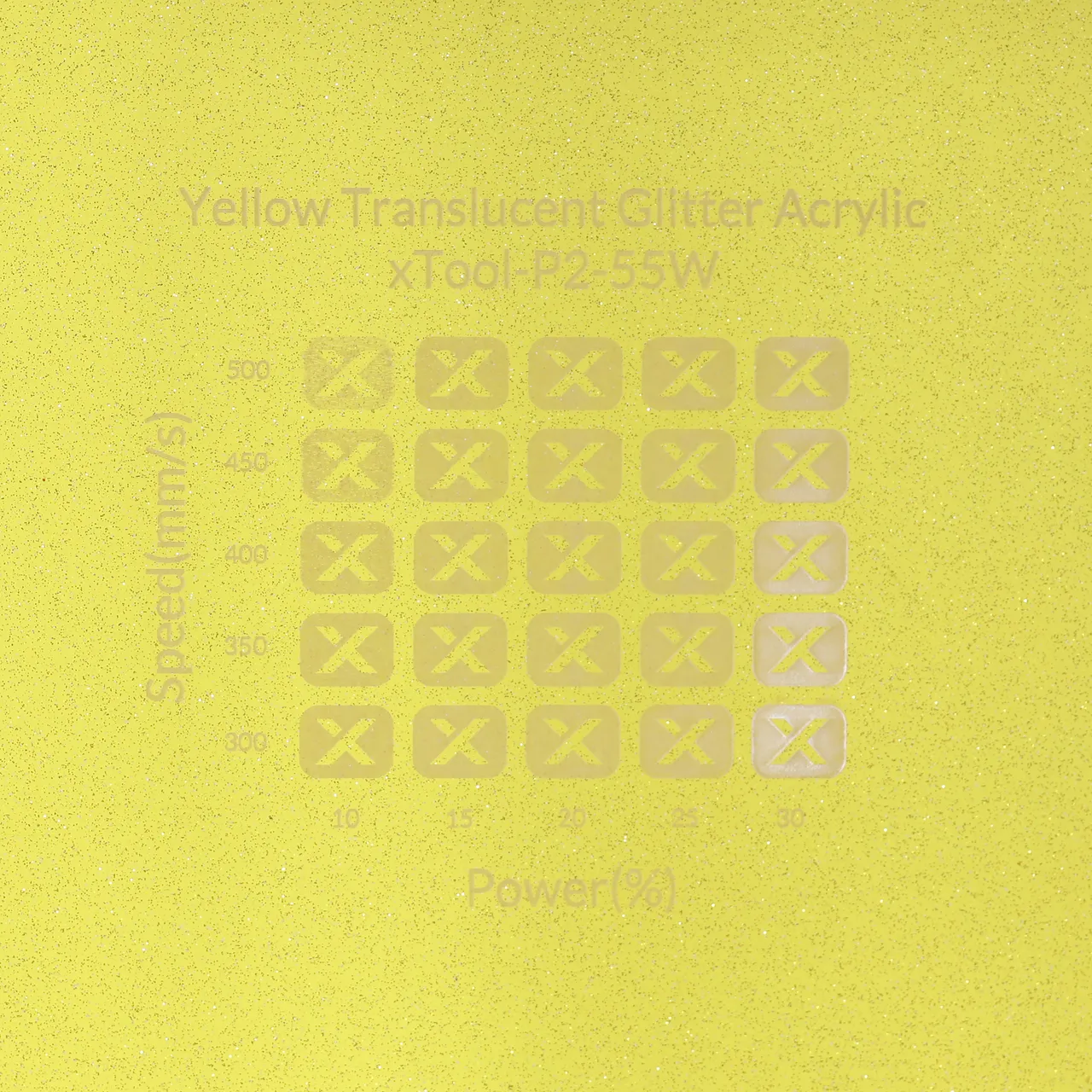 1/8"(3mm) Yellow Translucent Glitter Acrylic test grid
