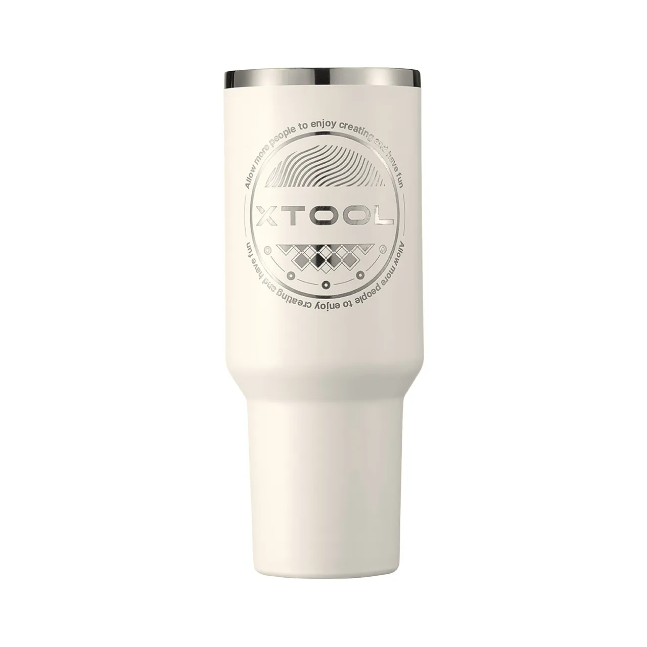 Cream White to Silver Stainless Steel Tumbler with Handle(40oz) test grid
