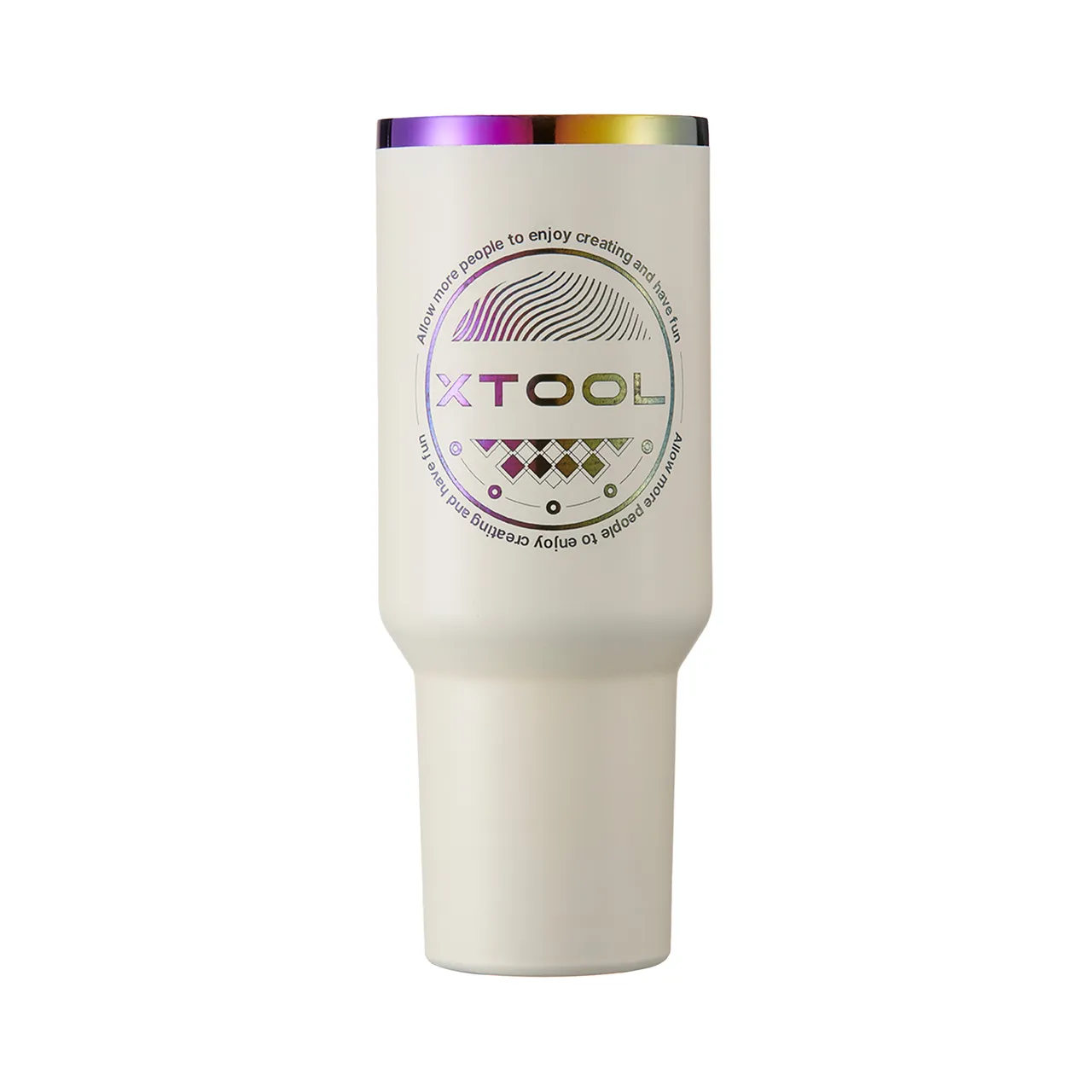 Cream White to Iridescent Glow in the Dark Stainless Steel Tumbler with Removable Handle 40oz test grid