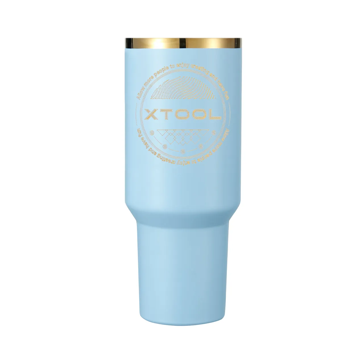40oz(1183ml) Pastel Blue to Gold Tumbler with Removable Handle