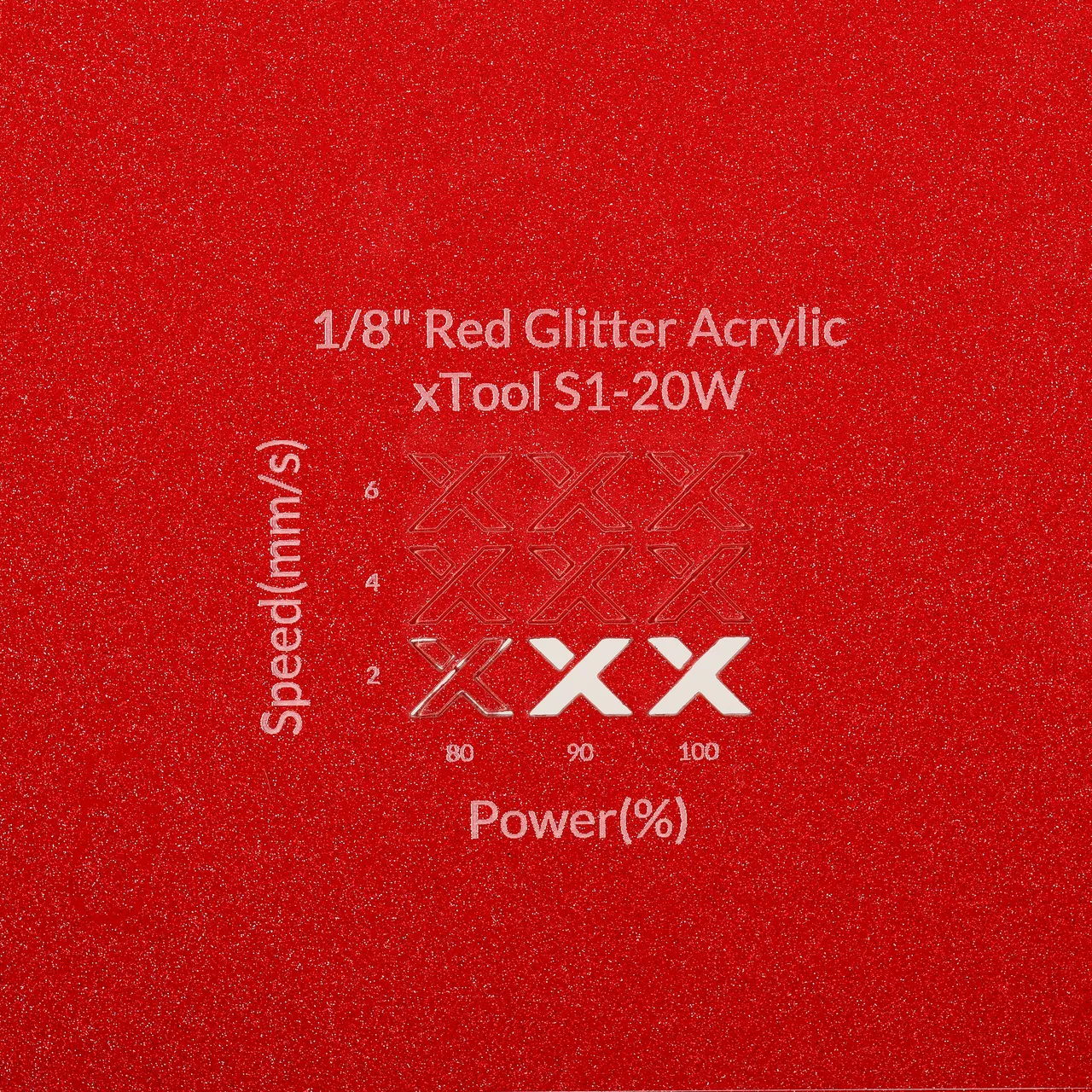 1/8"(3mm) Red Glitter Translucent Acrylic test grid