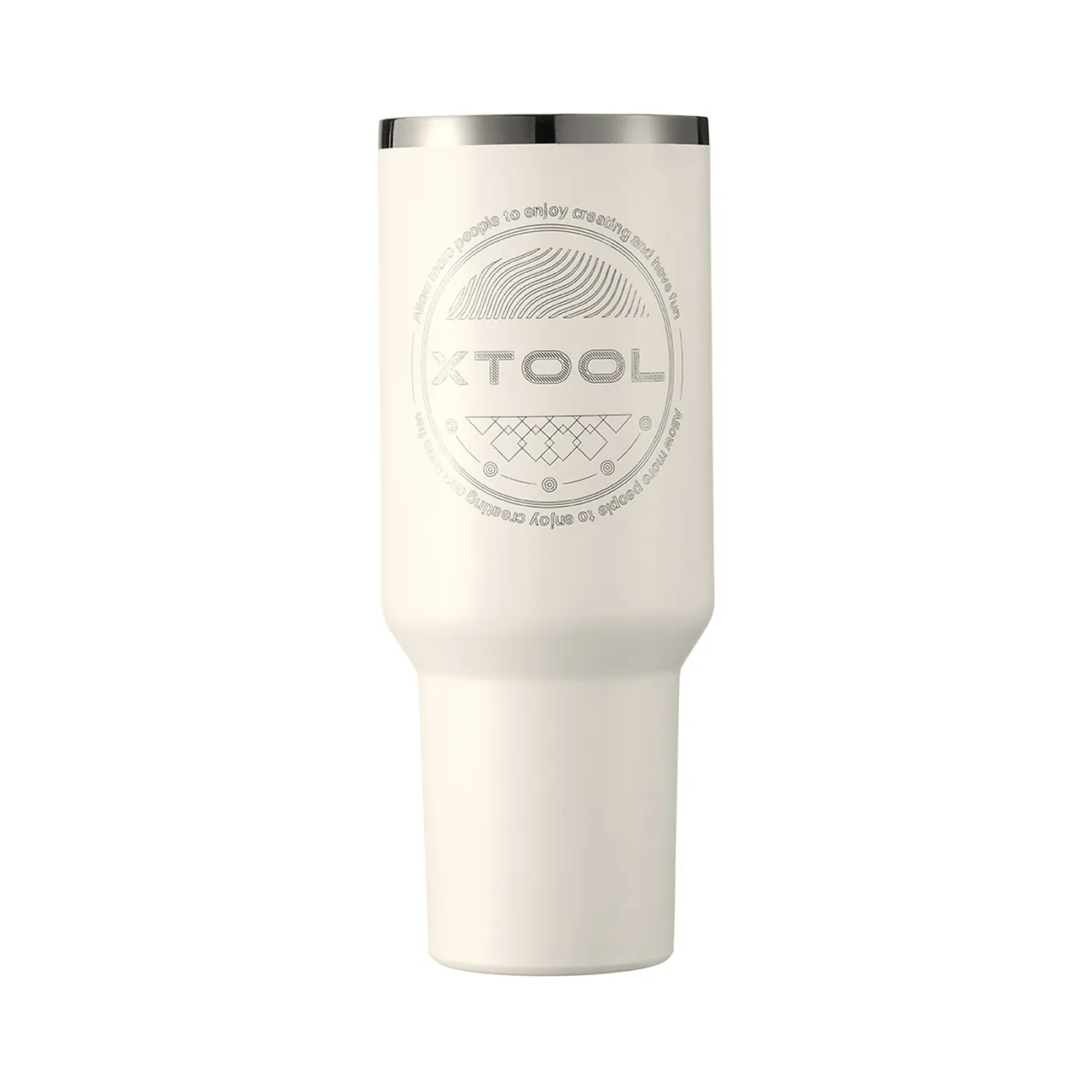 Cream White to Silver Stainless Steel Tumbler with Handle(40oz) test grid